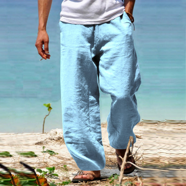 Cotton Linen Drawstring Casual Trousers