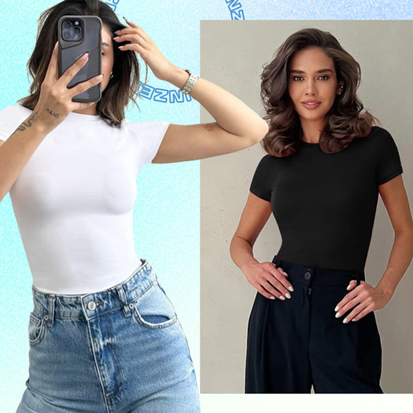 Round-Neck Short-Sleeved Bodysuits