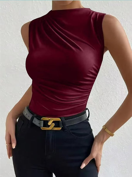 Pleated Sleeveless Top