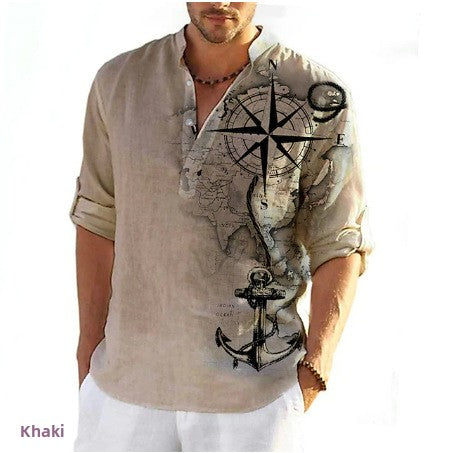Stylish Printed Stand Collar Shirt