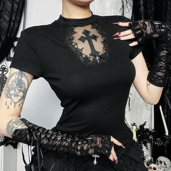 Women's Sexy Cross Print T-Shirt