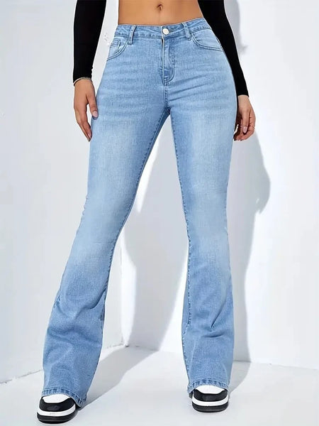 Slightly Flared Faded Jeans