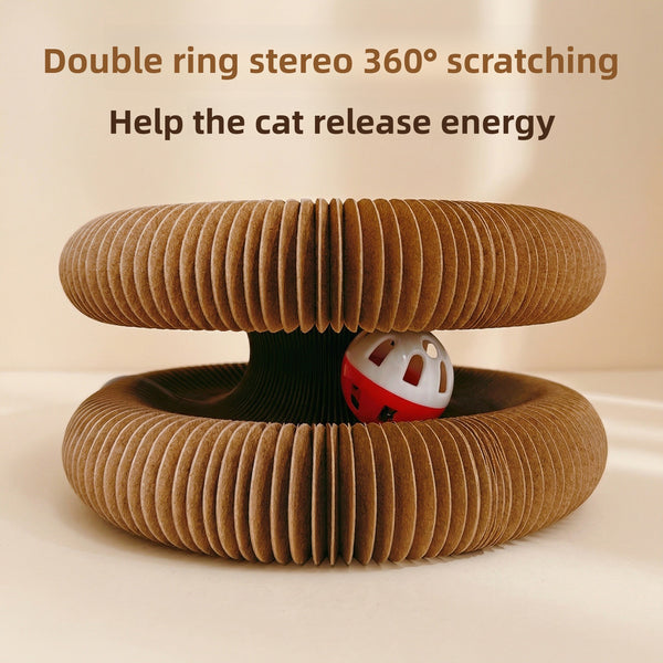 Foldable Corrugated Paper Cat Scratcher with Bells