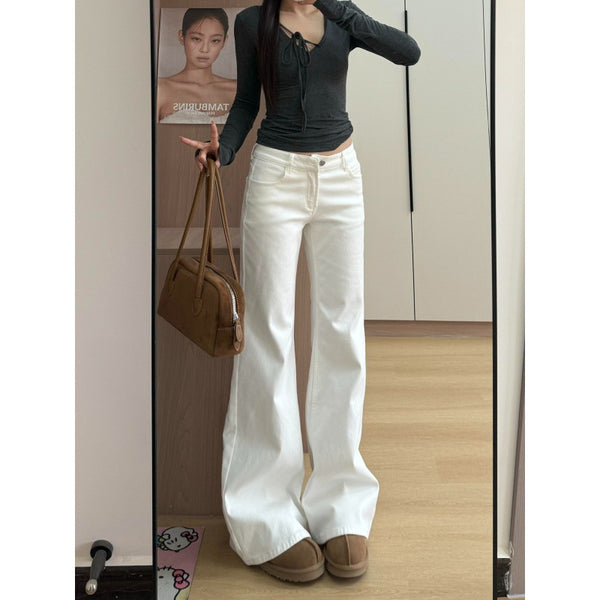 White Stretchy Flared Denim jeans