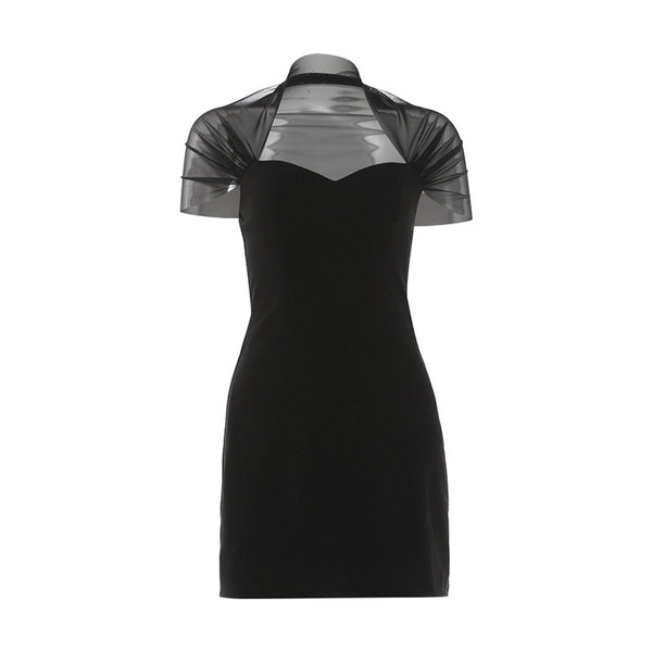 Elegant Mesh Panel Slim Dress