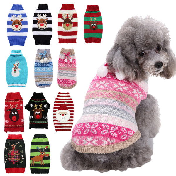 Festive Holiday Knitted Pet Sweaters