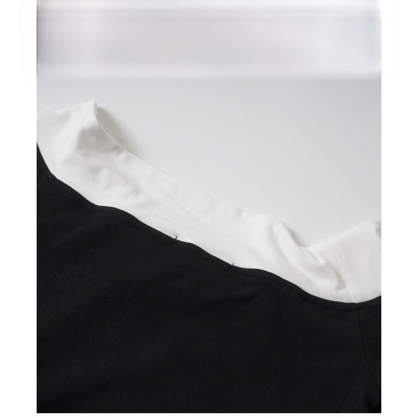 Embroidered Off-Shoulder Ribbon Shirt