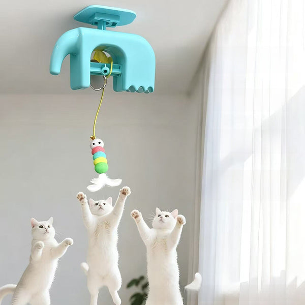 Rotating Cat Toy with Feathers