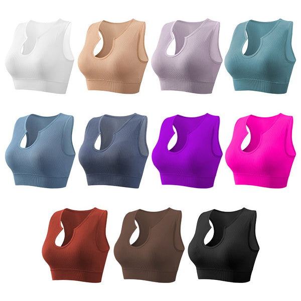 Womens Shockproof Sports Bra Push Up Yoga Vest