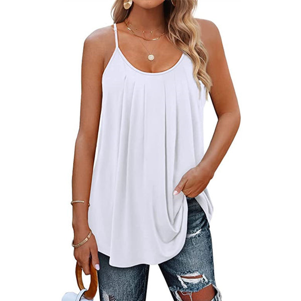 Casual Pleated Sleeveless Shirts