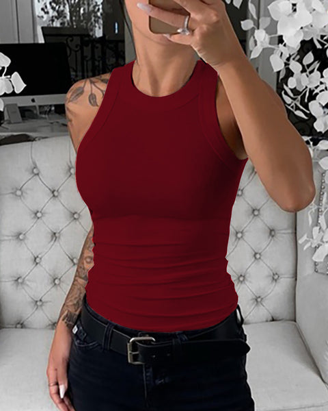 Crewneck Sleeveless Tank Tops