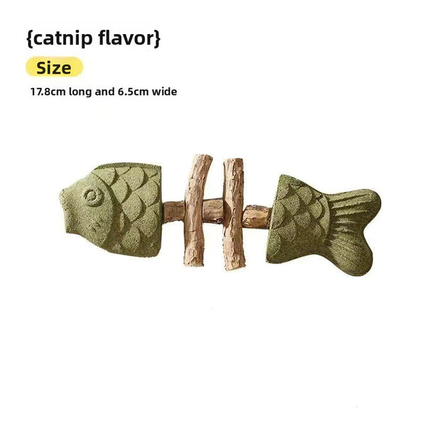 Catnip Fish Bone Chew Toy for Dental Play
