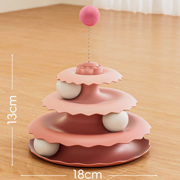 Three-layer Turntable Cat Toy with Balls