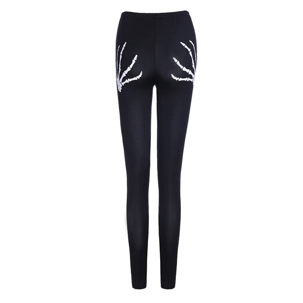 Skull Pattern Ripped Leggings