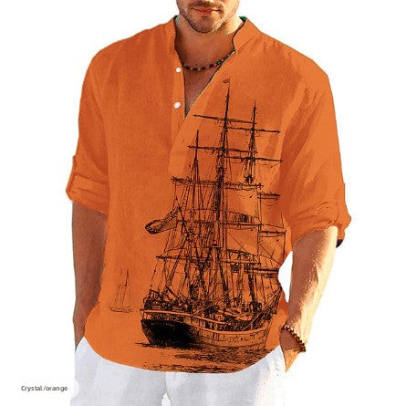 Stylish Printed Stand Collar Shirt