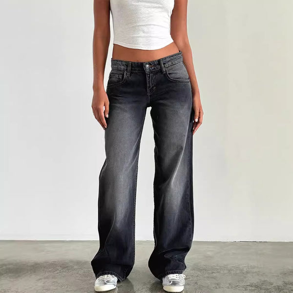 Straight Leg Washed Jeans