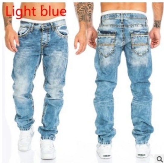 Mens Casual Straight Leg Denim Pants