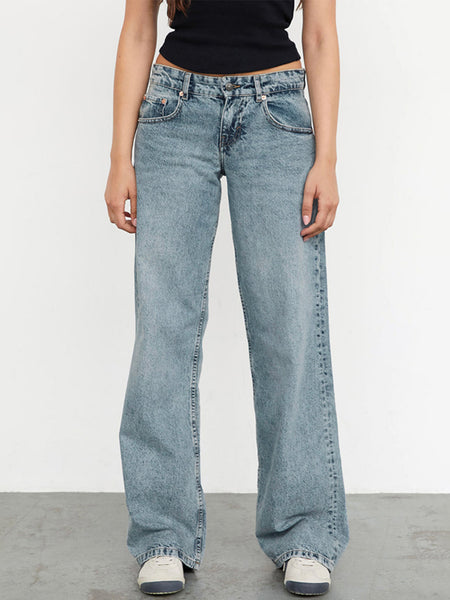 Straight Leg Washed Jeans