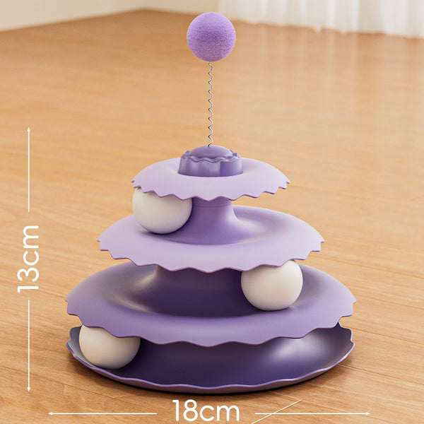 Three-layer Turntable Cat Toy with Balls