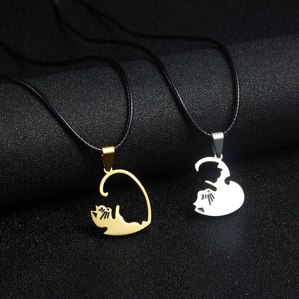 Stainless Steel Cat Pendant Necklace