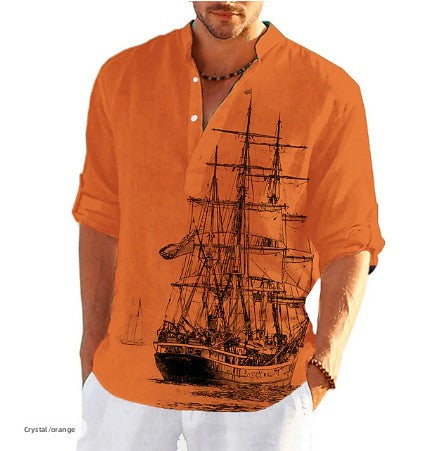 Stylish Printed Stand Collar Shirt