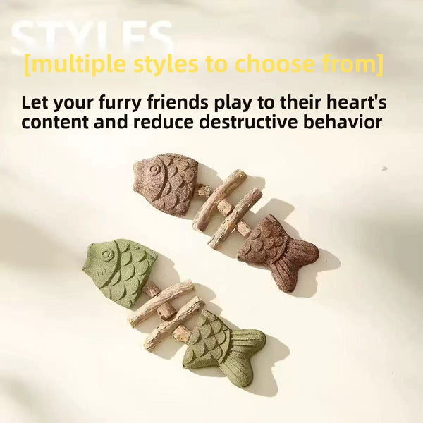 Catnip Fish Bone Chew Toy for Dental Play