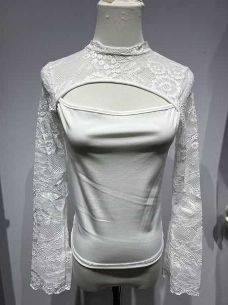 Sheer Flared-Sleeve Top