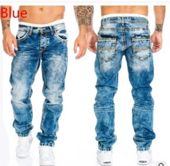Mens Casual Straight Leg Denim Pants