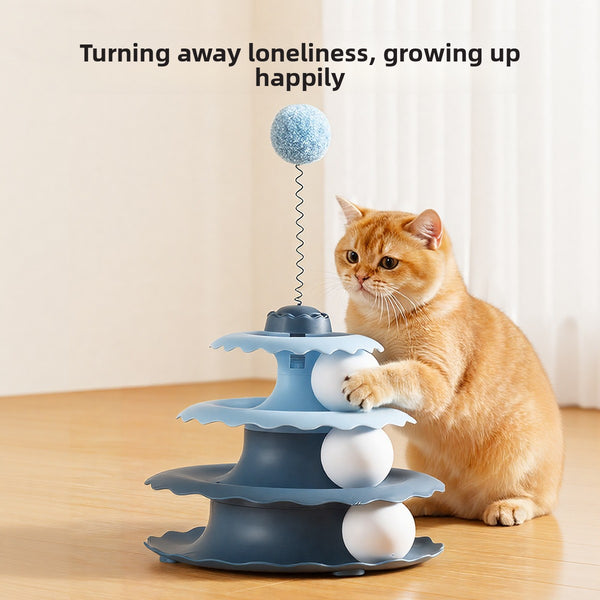 Three-layer Turntable Cat Toy with Balls