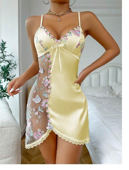 Floral Embroidery Lace Nightgown